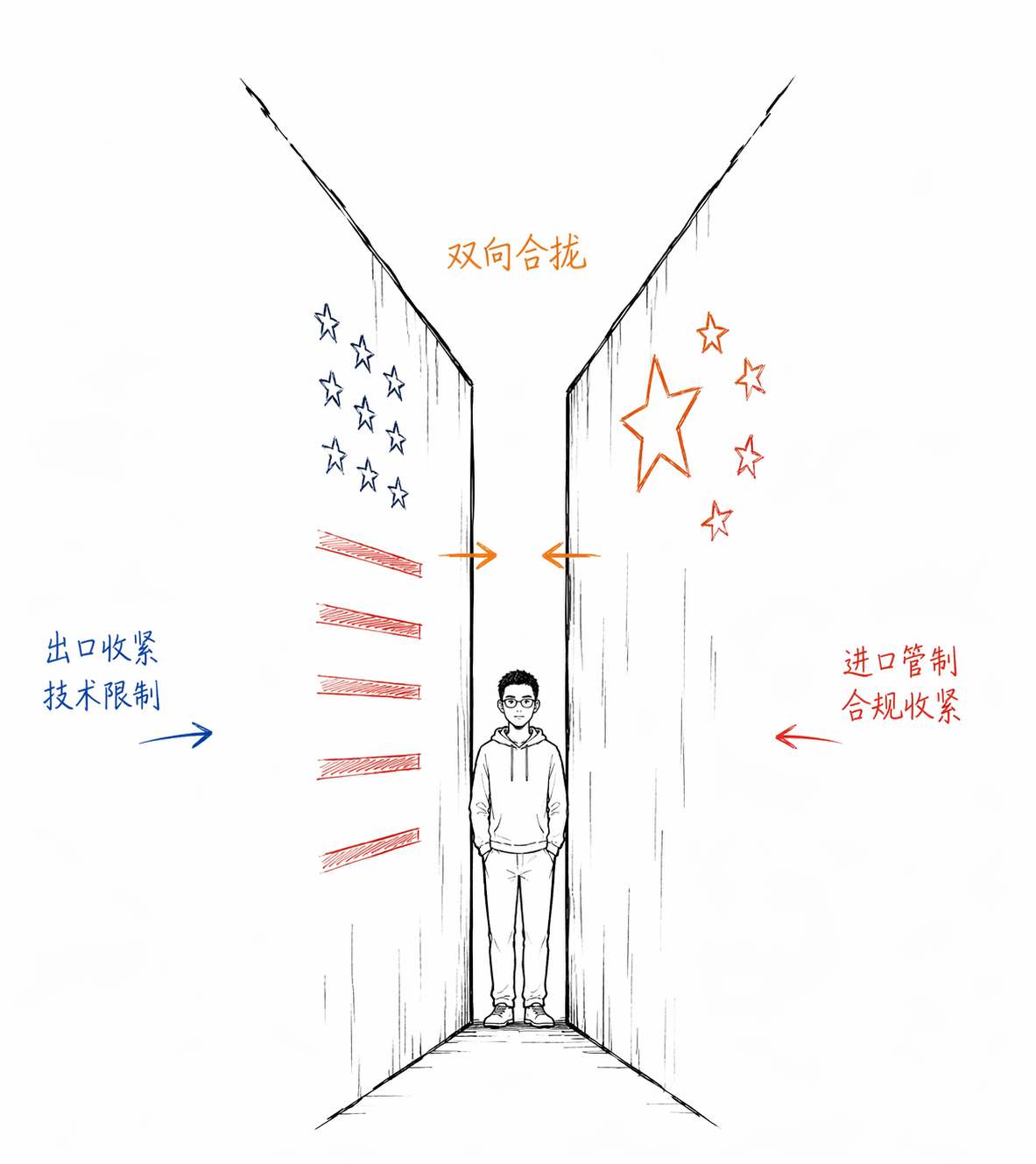 两堵墙合拢