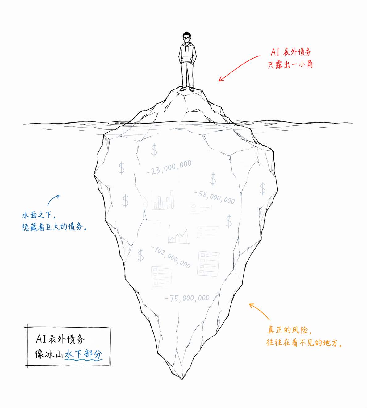 AI冰山水下的债务