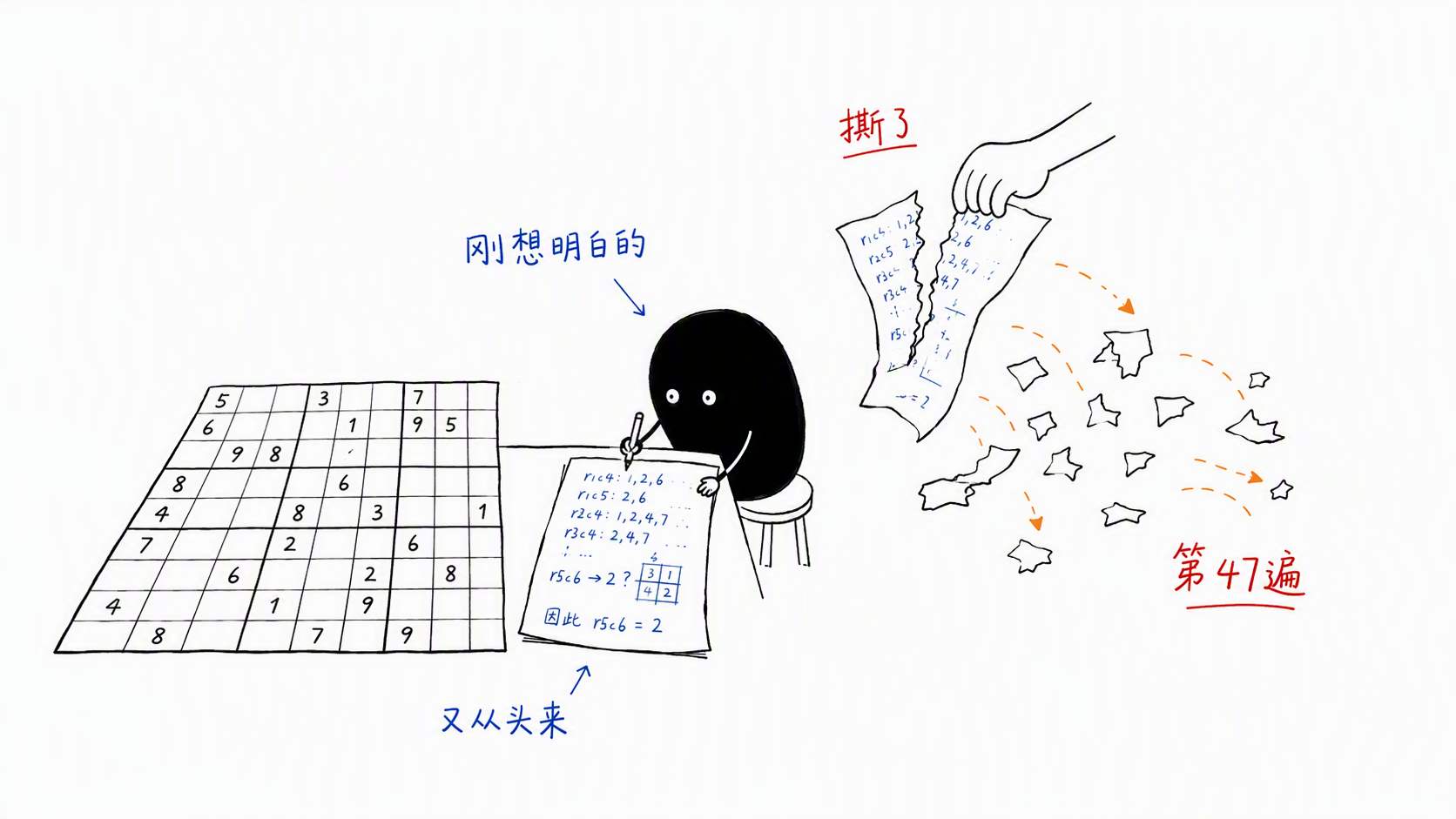 小黑做数独但草稿纸不断被撕掉