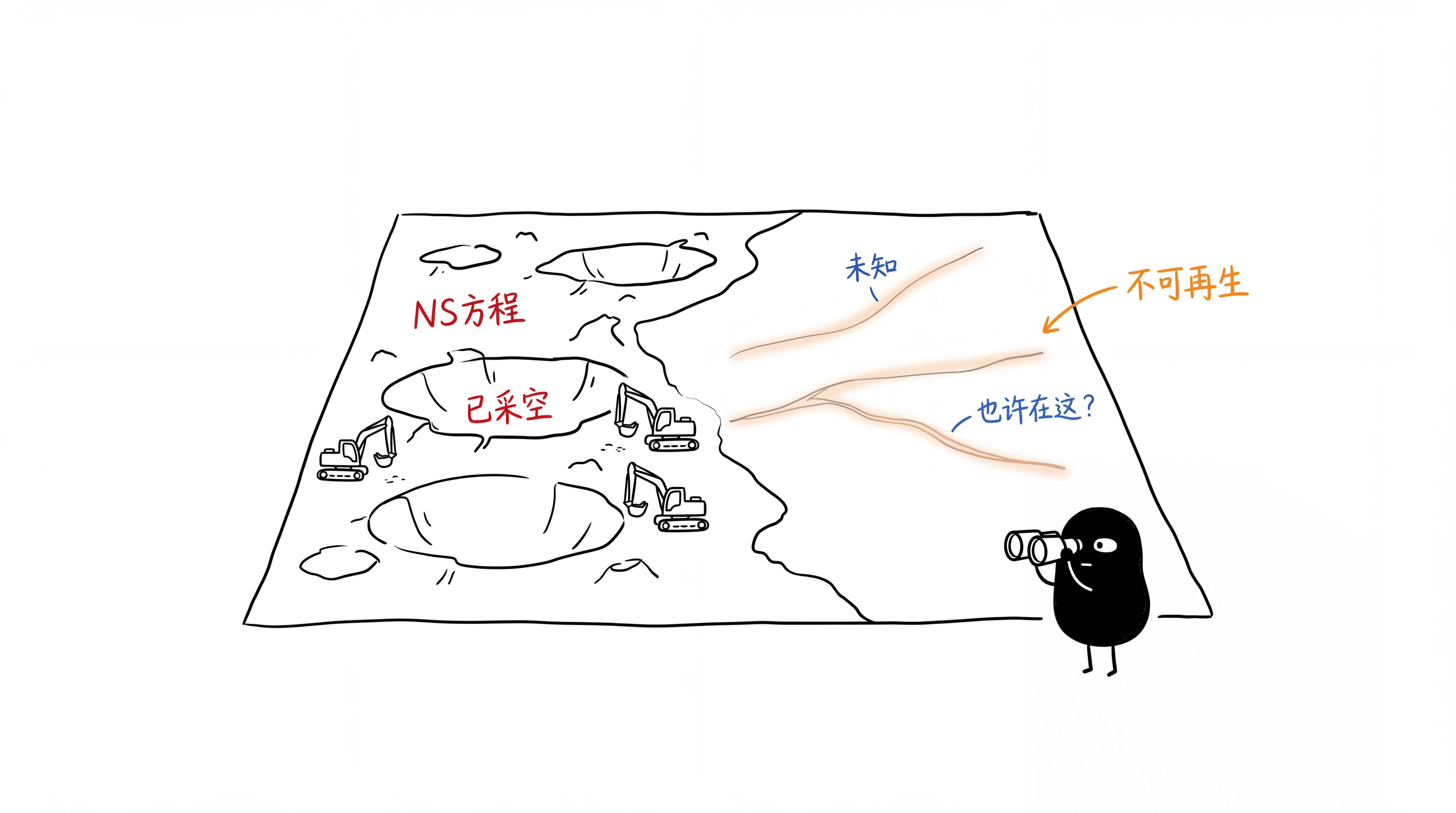 数学难题矿脉的不可再生式开采