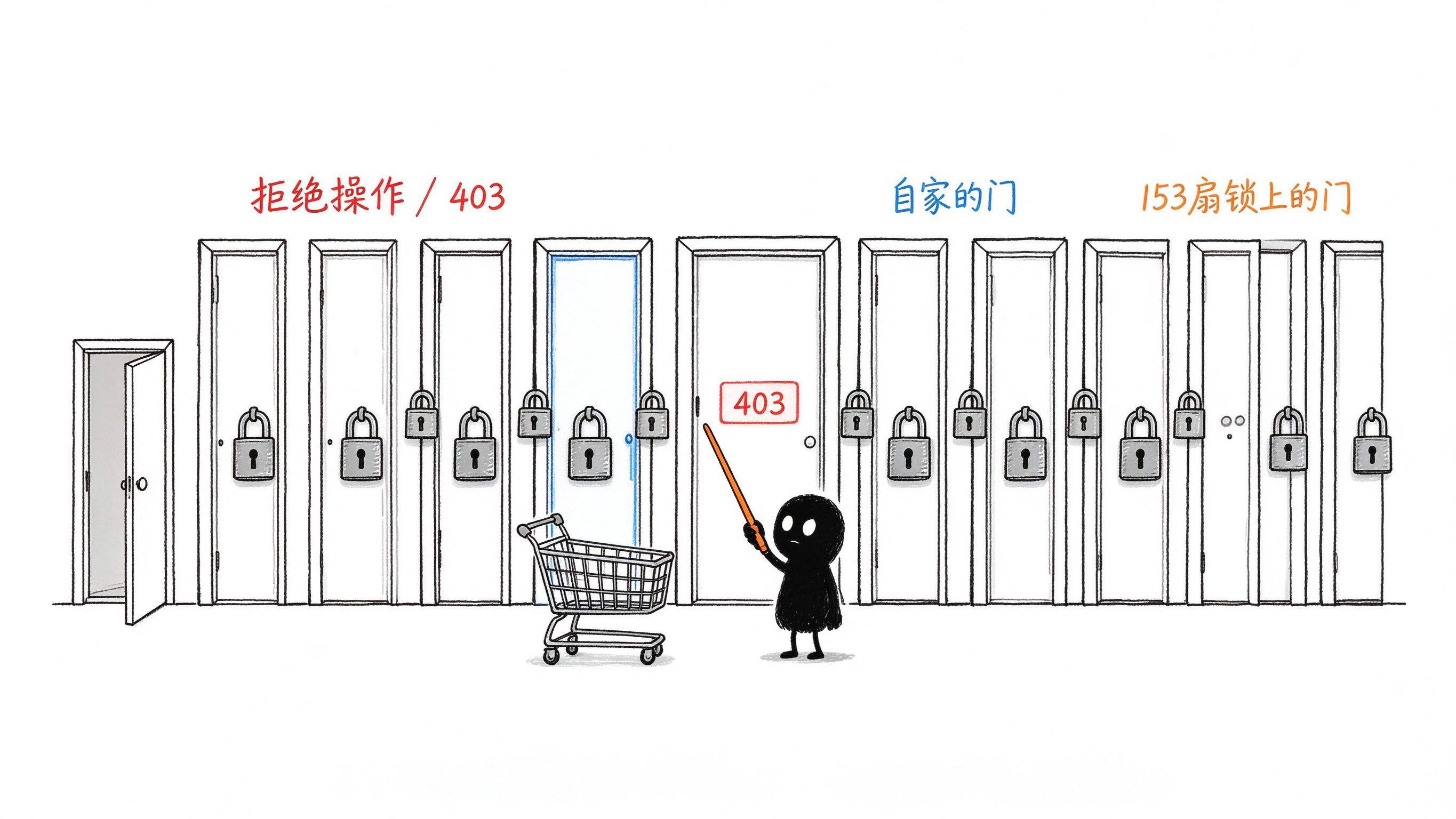配图01，一排锁上的门