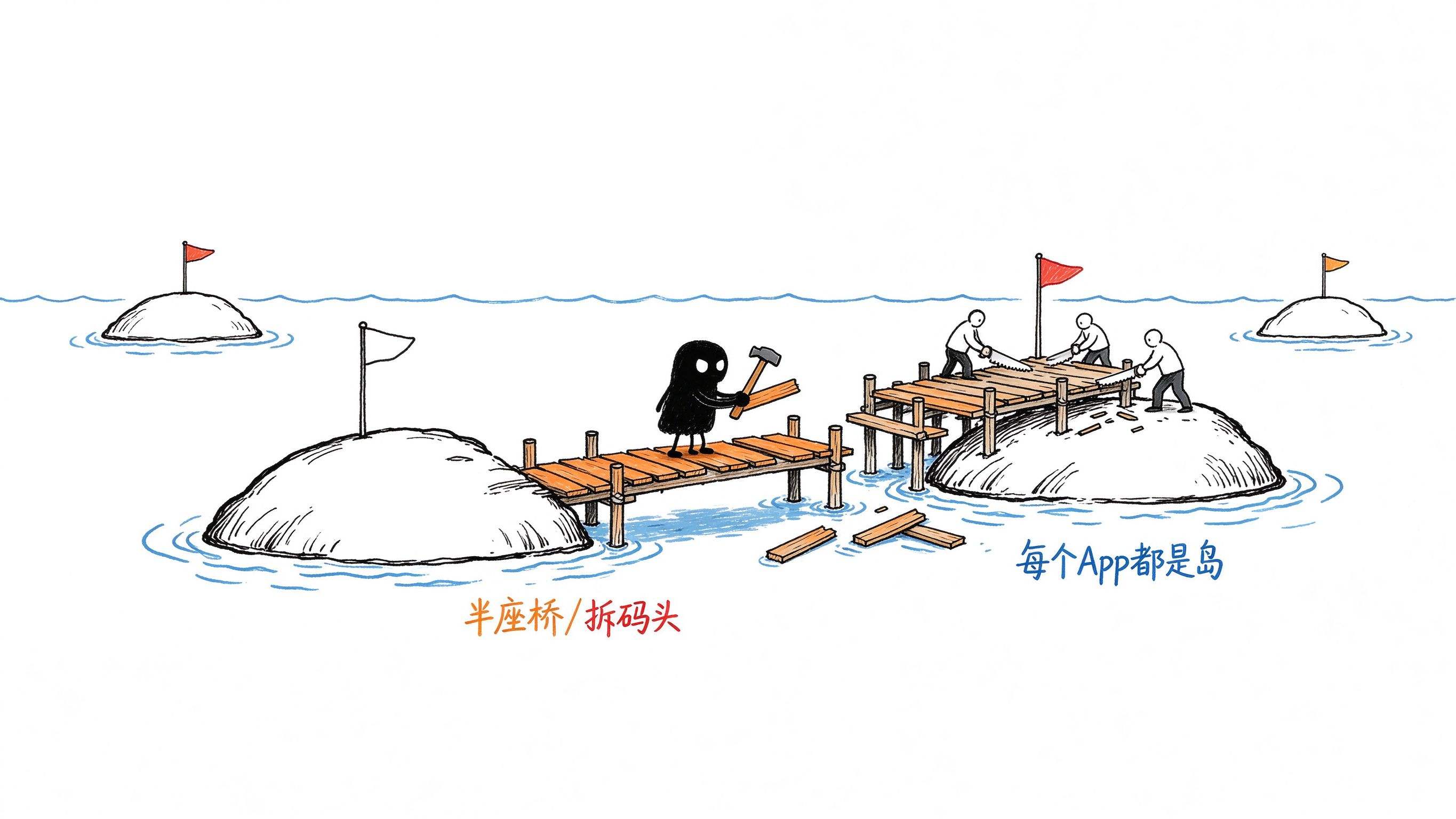 配图02，半座桥与拆码头